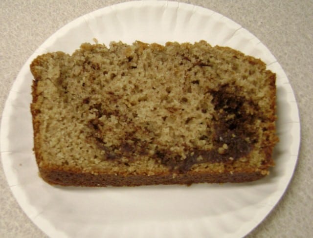 a slice of cinnamon bread, on a plate