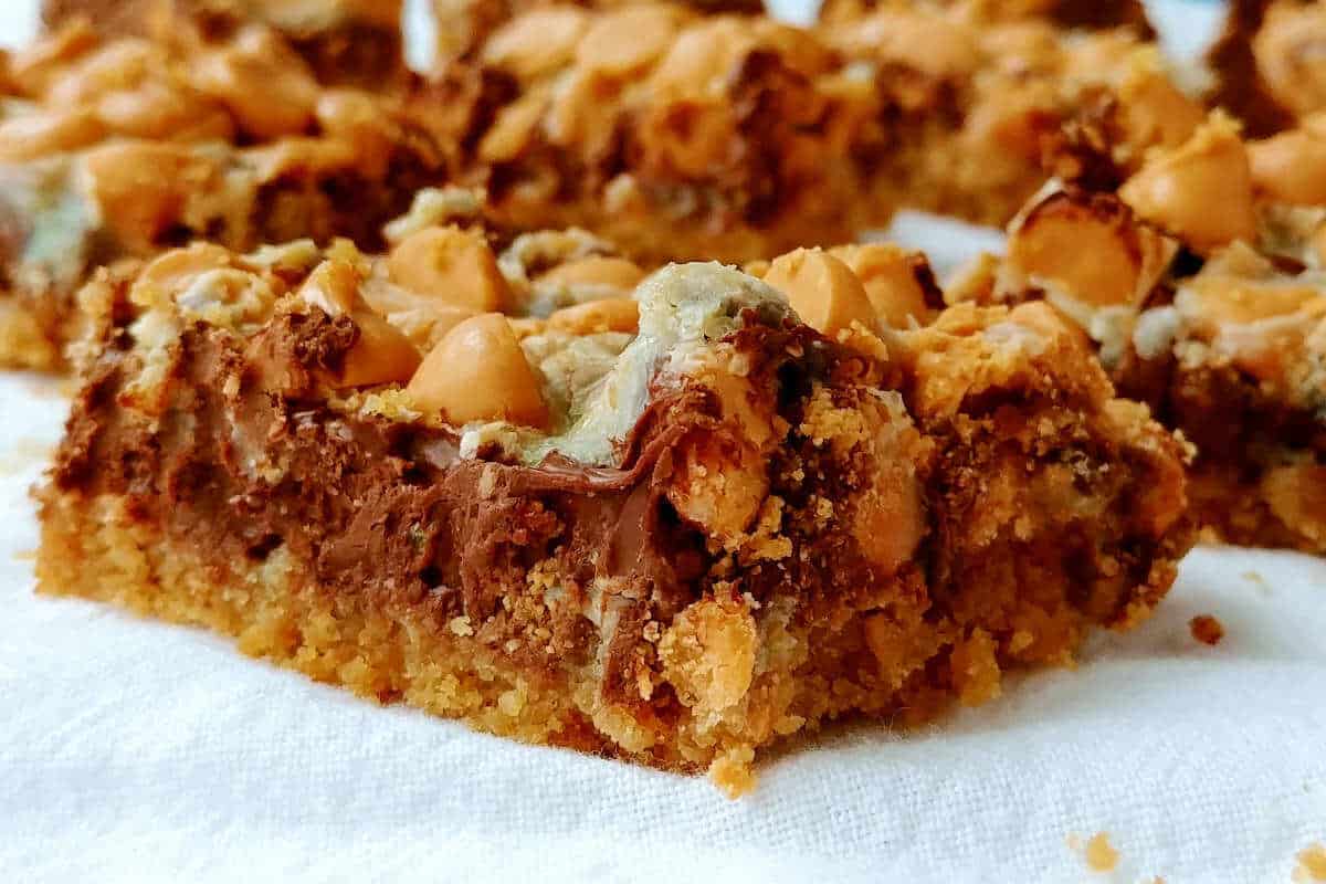 cookie bars, in rows, close up