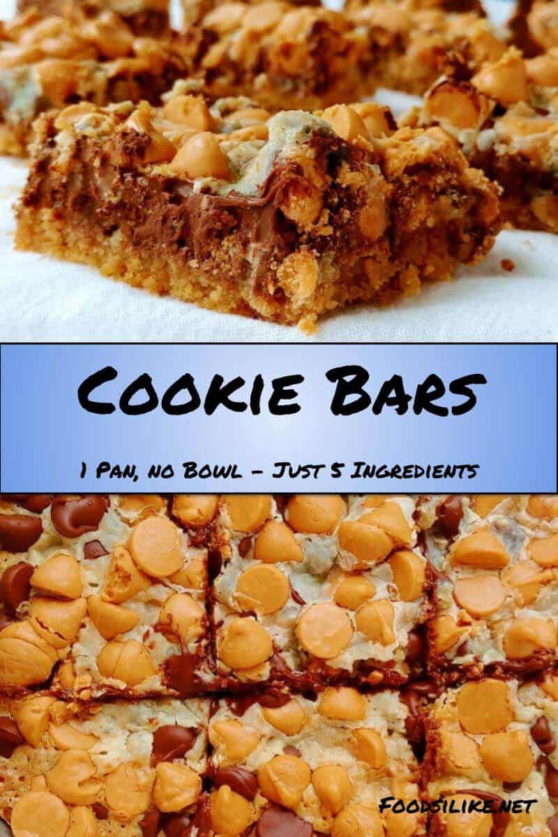 cookie bars, baked and in a pan, and cut in rows - pin for pinterest