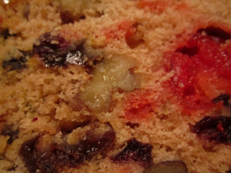 golden fruitcake closeup