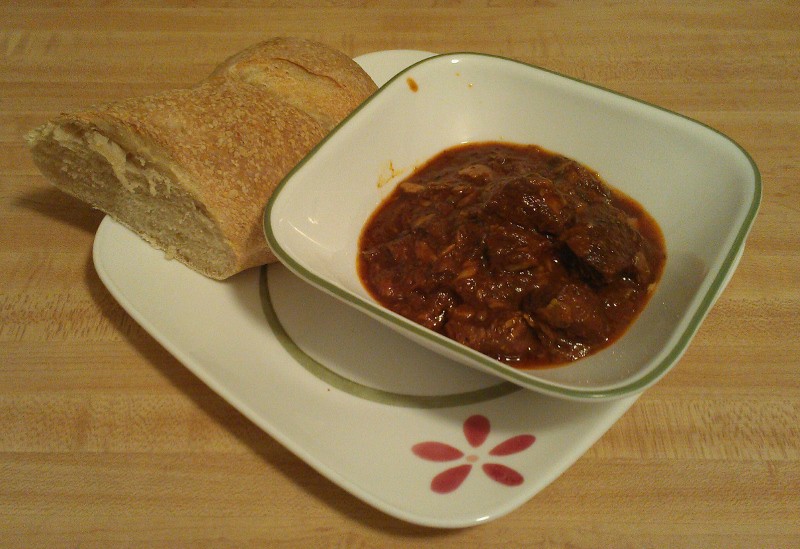 Beef with Garlic and Capers, with Italian Bread
