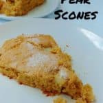 apple and pear scones, on plates - pin for pinterest