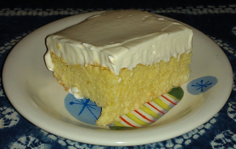 a slice of Alton Brown's Tres Leches Cake