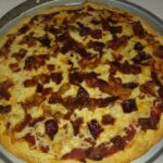 gluten-free cornmeal pizza, with bacon