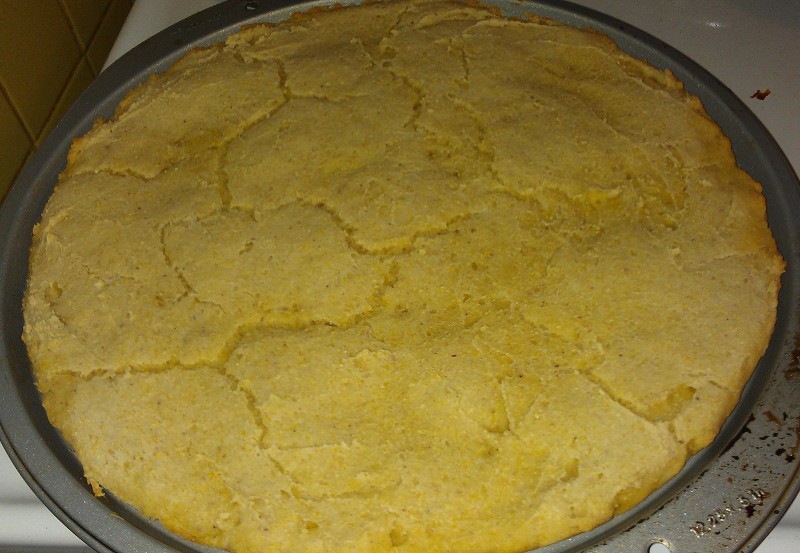 gluten-free cornmeal pizza crust, baked but without toppings