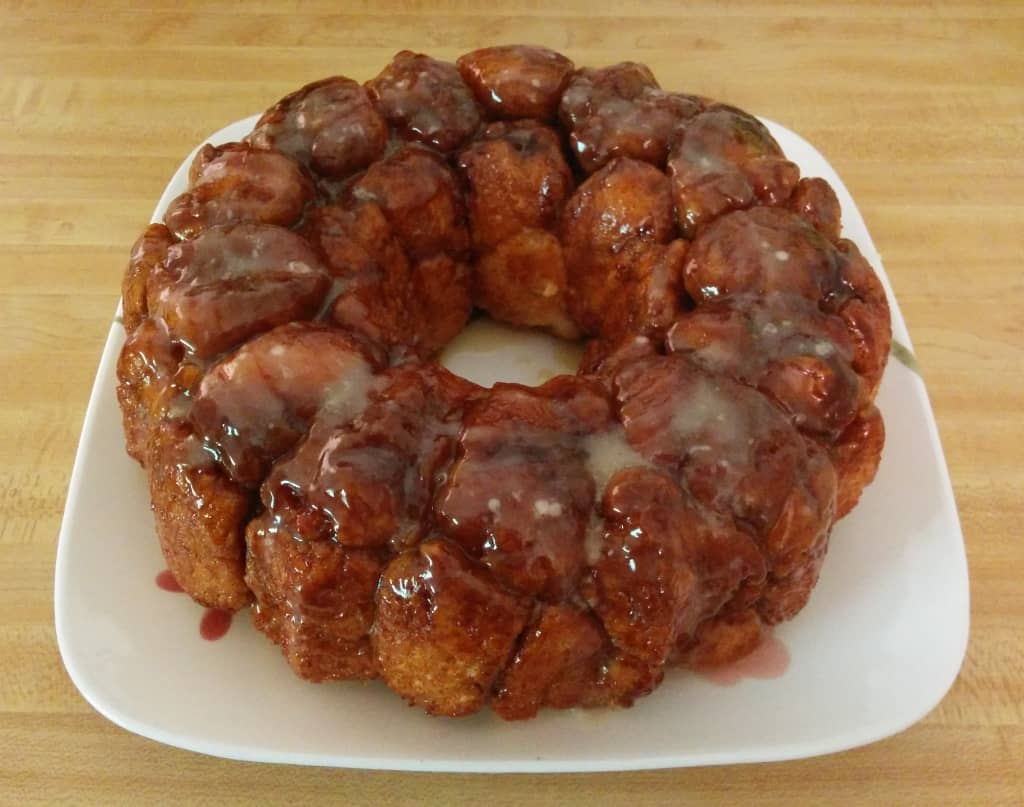 Cooking Light's monkey bread, with proper amount of glaze, on a plate