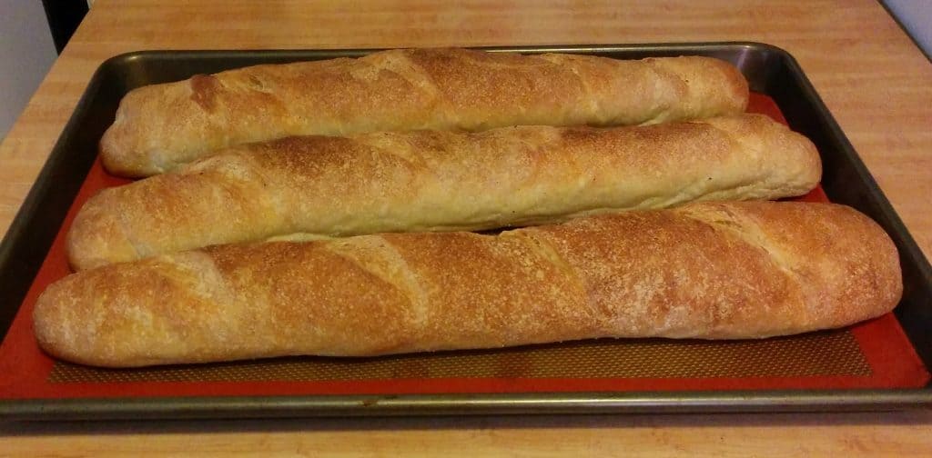picture of poolish baguettes from peter reinhart's the bread baker's apprentice