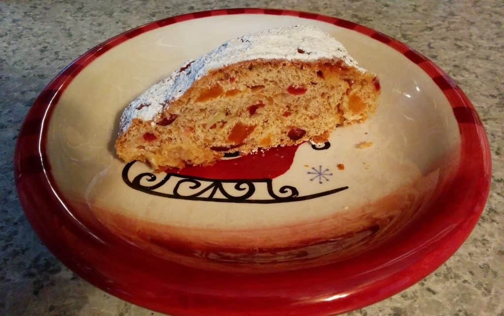 A slice of stollen from the Bread Baker's Apprentice