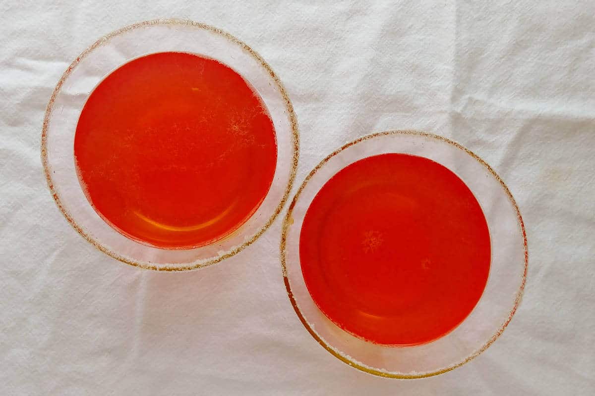 campari margaritas, as seen from above