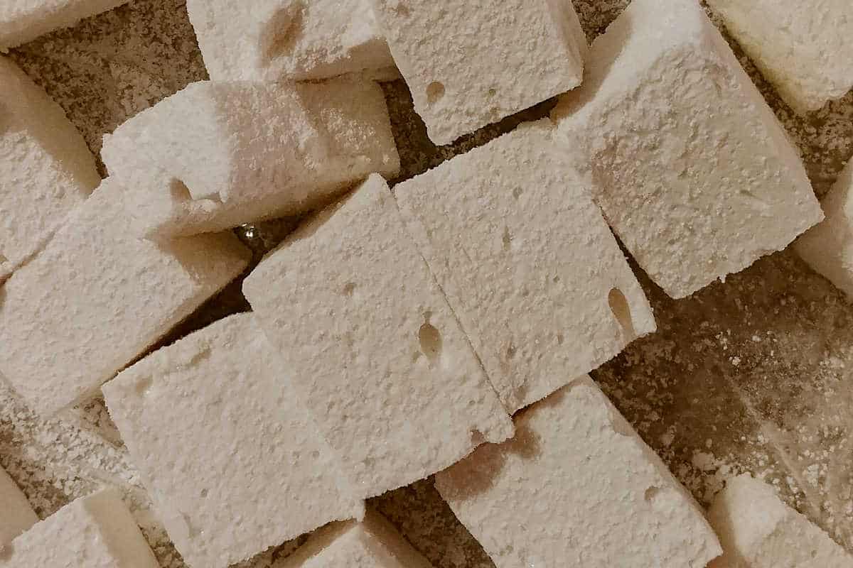 homemade marshmallows, coated with powdered sugar