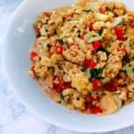 cauliflower curry, in a bowl - pin for Pinterest