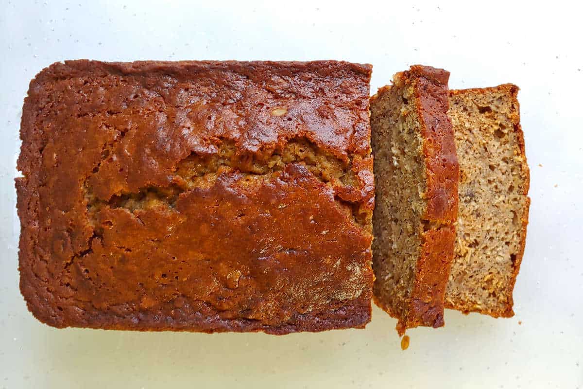 a loaf of banana bread with slices