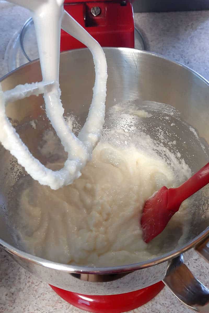 butter and oil creamed with sugar and other ingredients until smooth