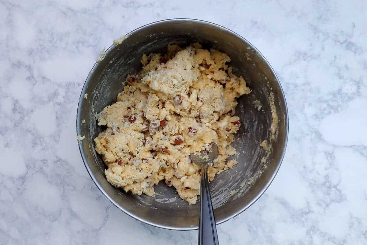 dough for cinnamon scones, after wet ingredients are stirred in