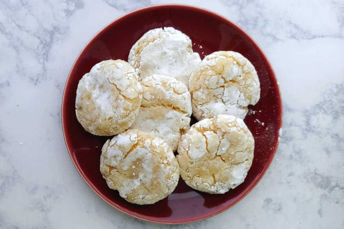 a pile of gooey butter cookies on a plate