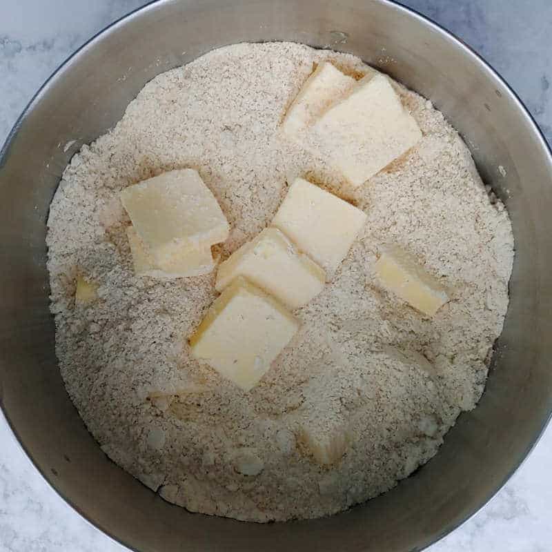 butter on top of dry ingredients