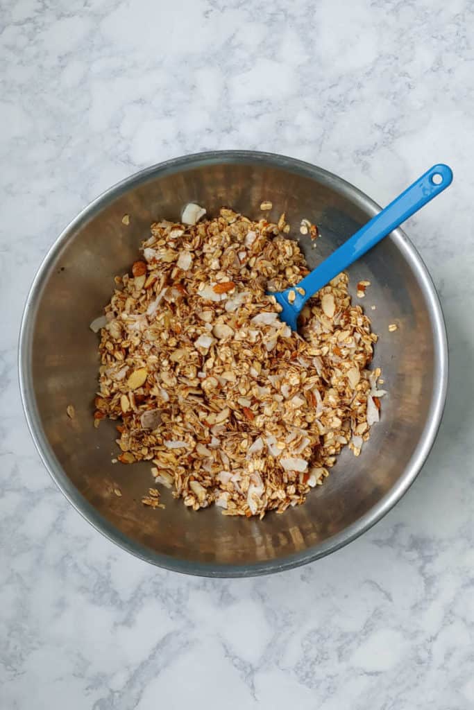 ingredients for granola in a bowl