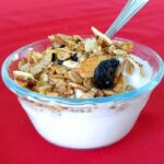 cherry almond granola, on yogurt