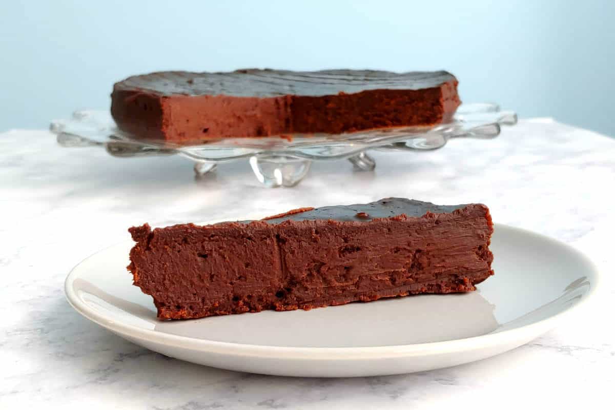 a slice of chocolate truffle cake