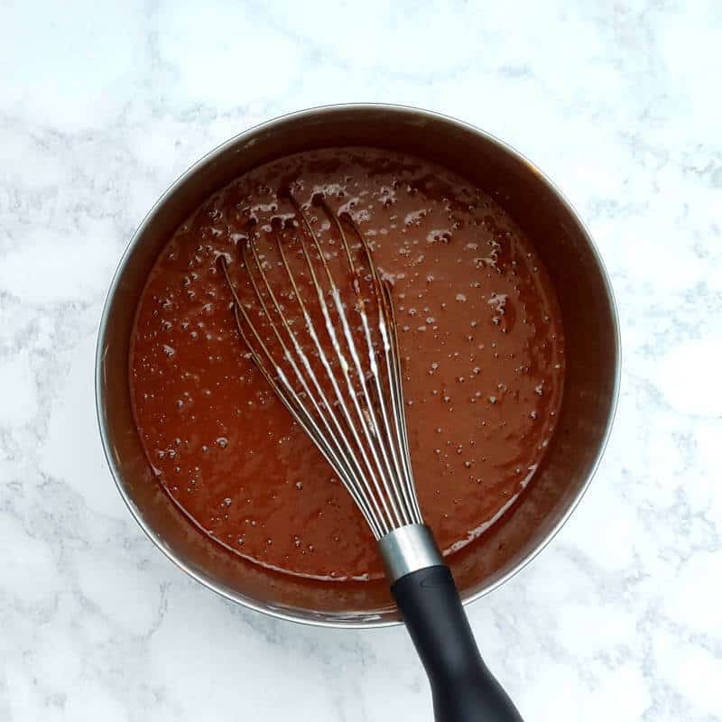 chocolate cake batter in a bowl