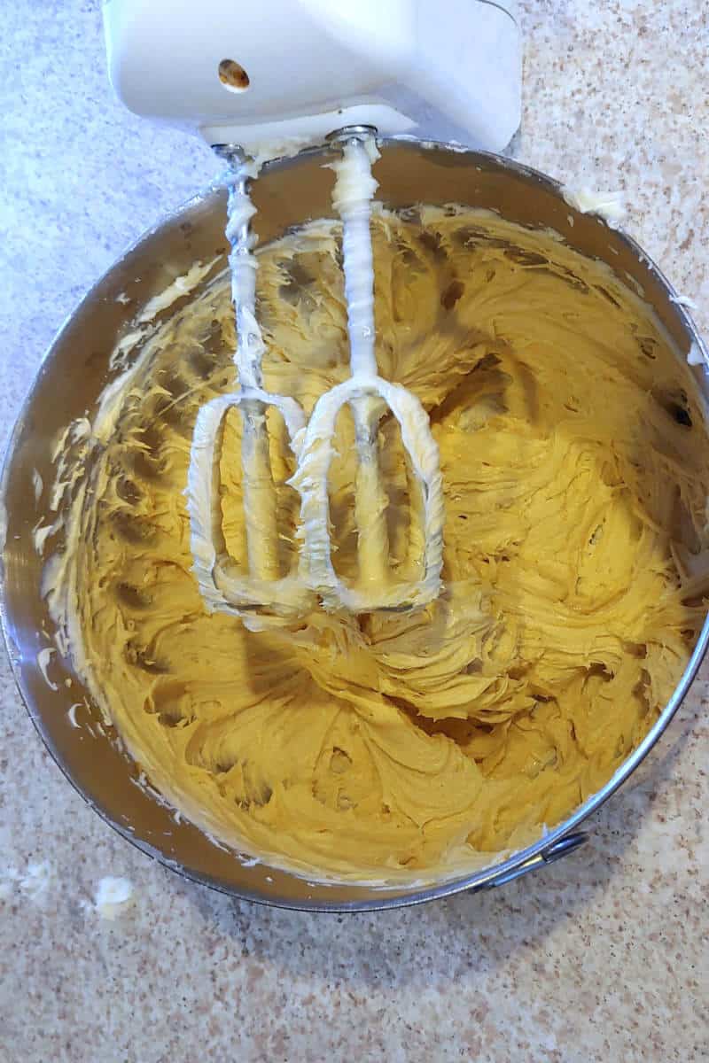 peanut butter cream cheese frosting, on electric beaters