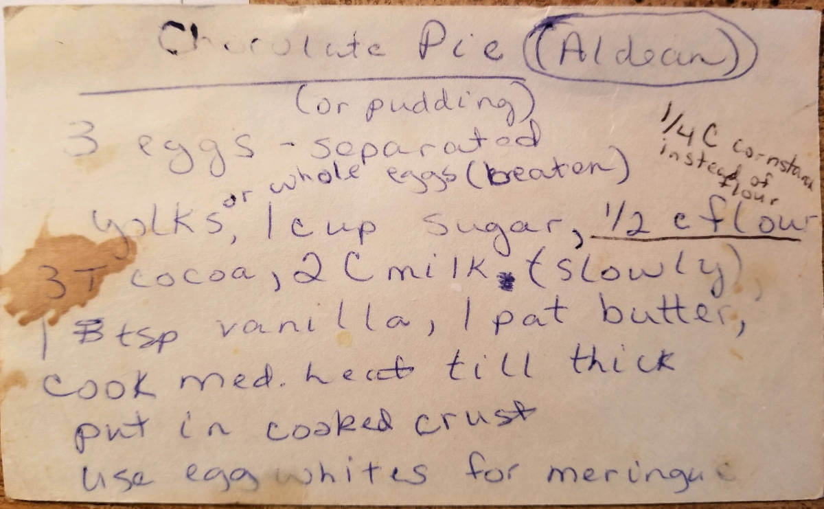 photo of grandma's recipe, written by my mom