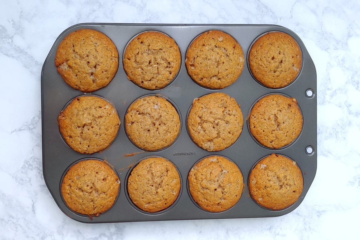 cupcakes, baked, in a muffin tin