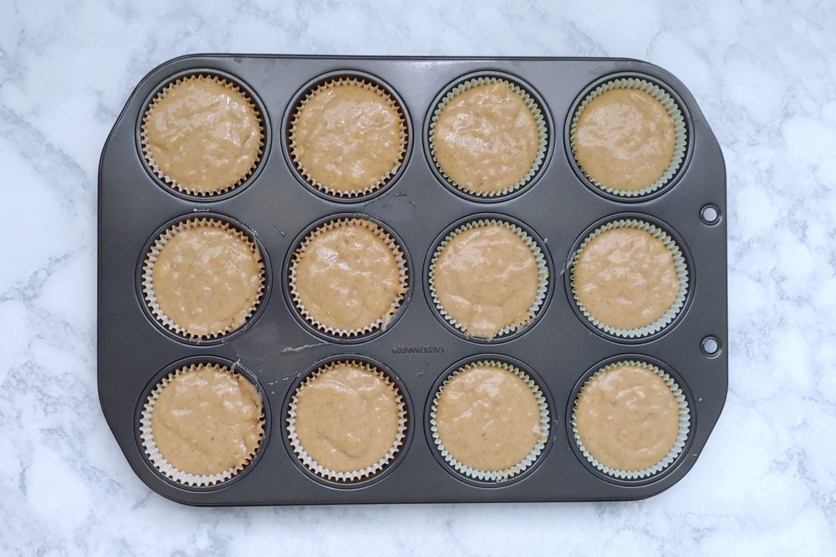 cupcake batter in a muffin tin