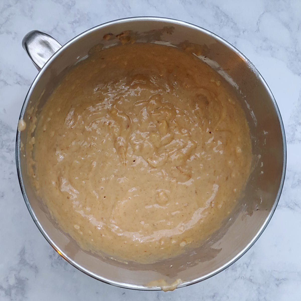 banana cupcake batter in a large mixing bowl