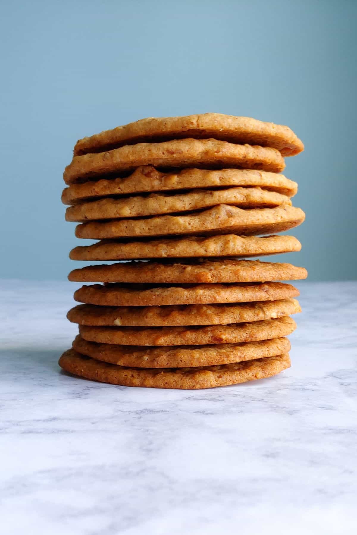 a tall stack of butterscotch cookies