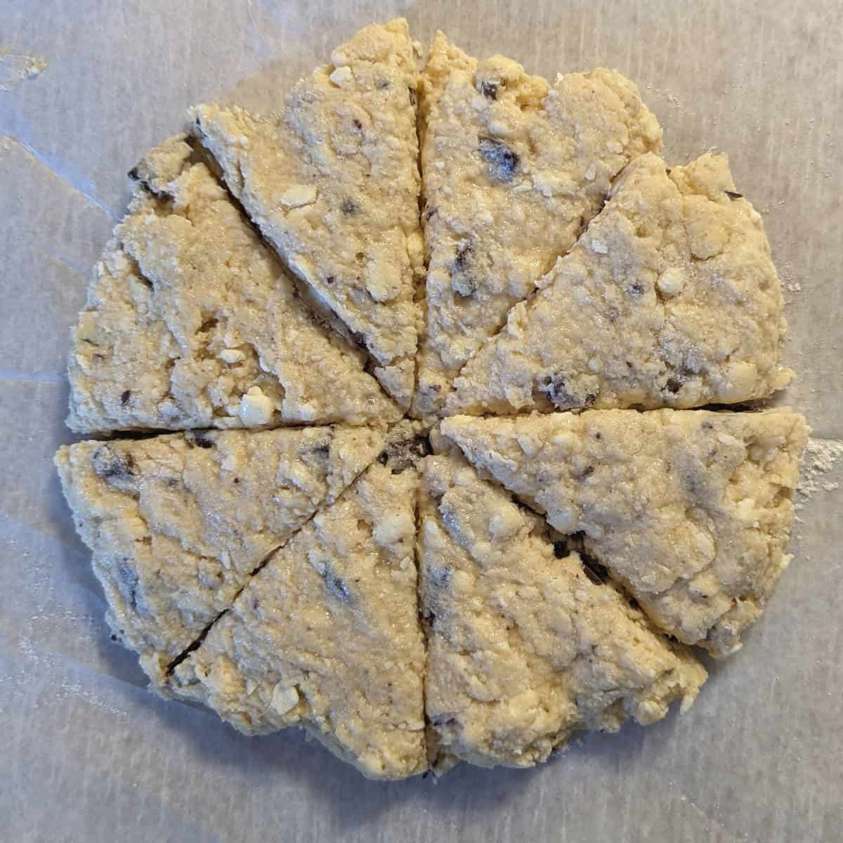 scone dough, cut into 8 wedges