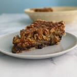 a slice of black bottom oatmeal pie - square image