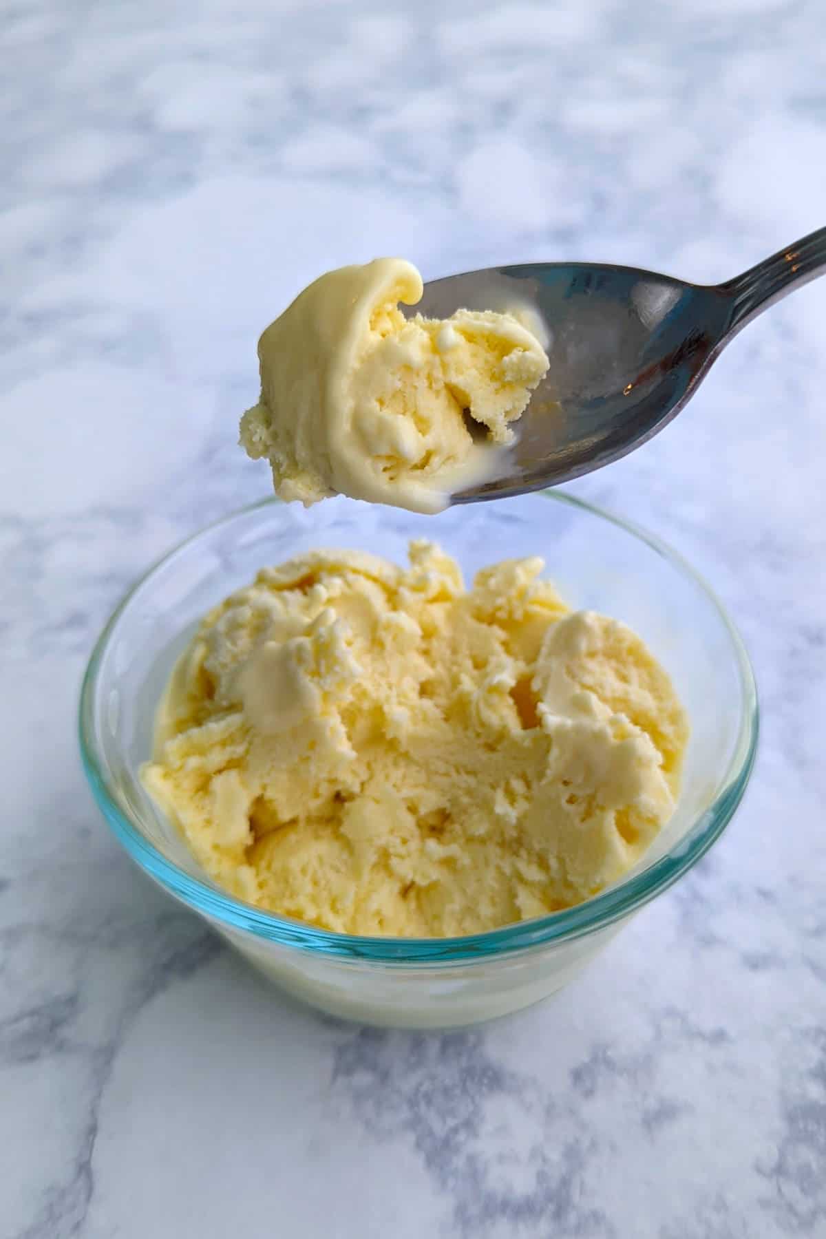 melty anise ice cream, on a spoon