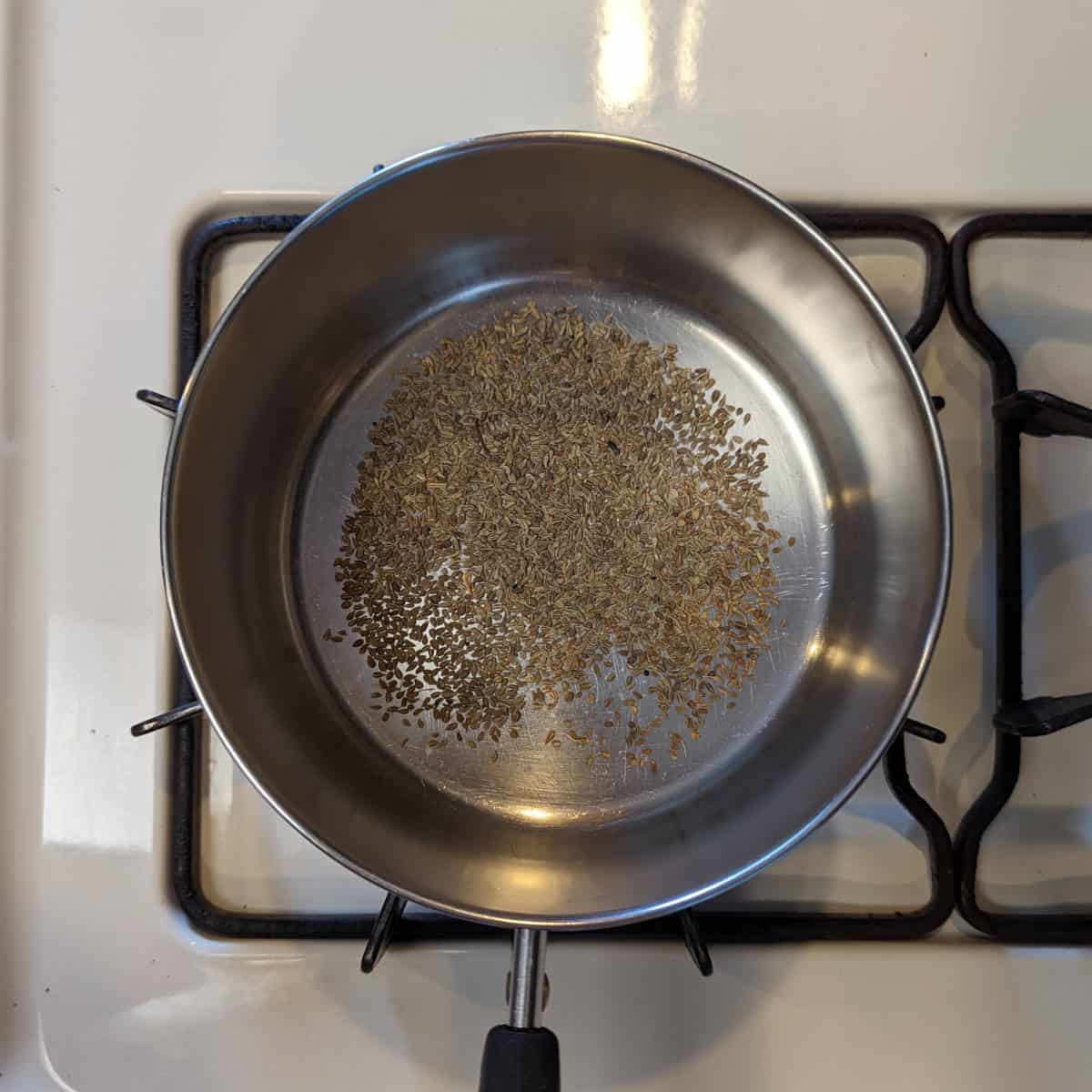 dry anise in saucepan