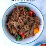 beef barbacoa in a bowl - pin for Pinterest