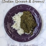 slow cooker saag over rice on a plate - Pin for Pinterest