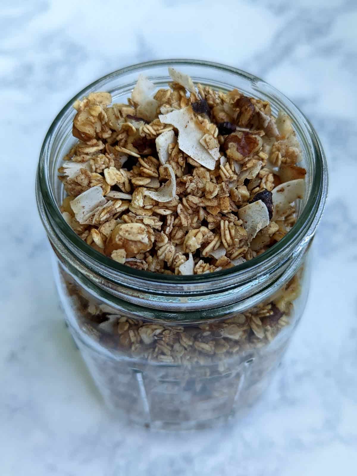granola in a jar, seen from above