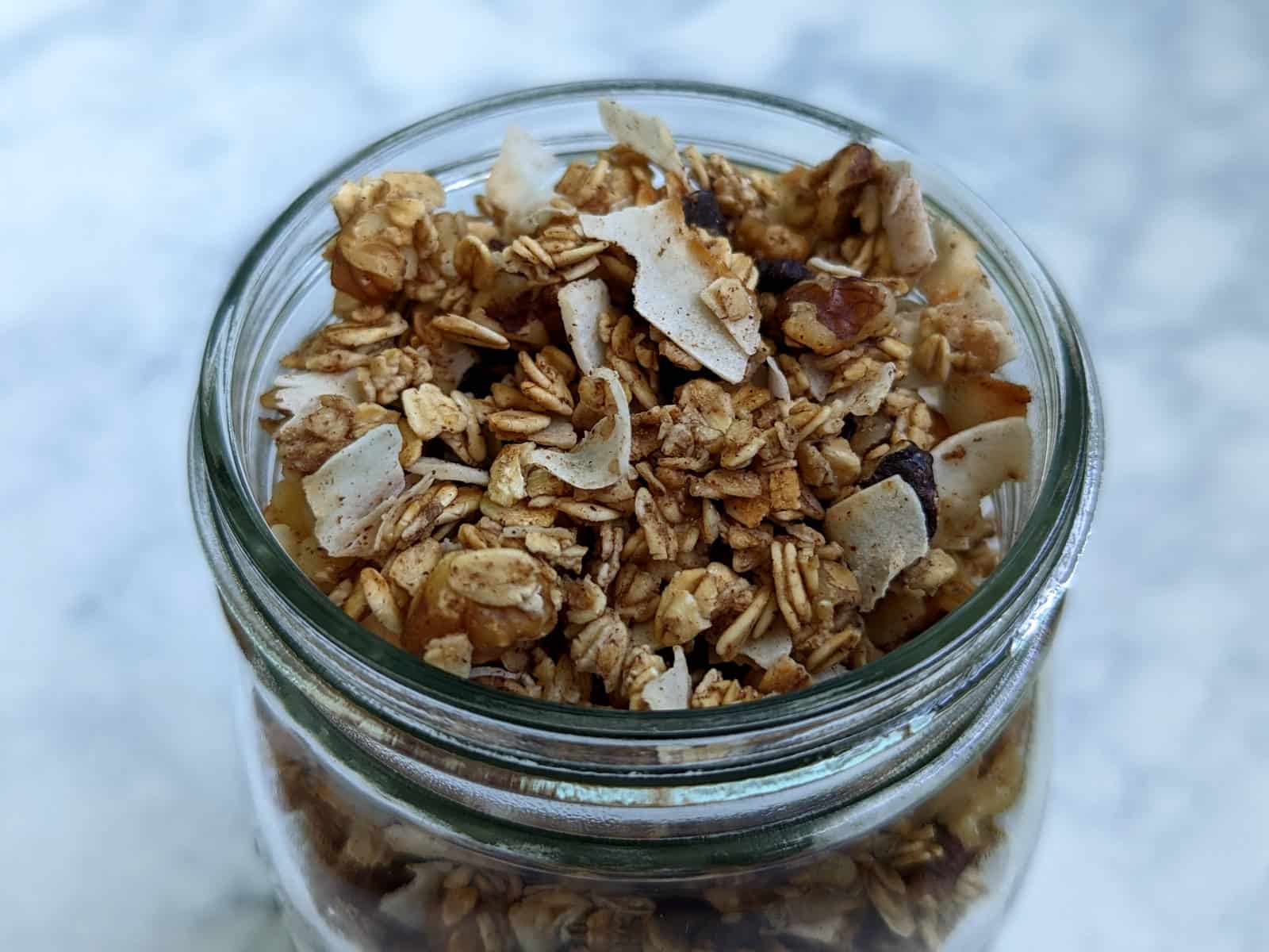 granola in a jar, close up