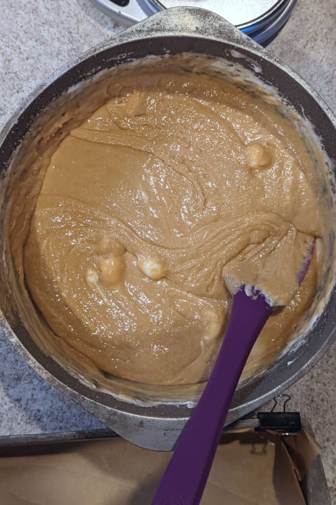 peanut butter fudge, almost completely mixed