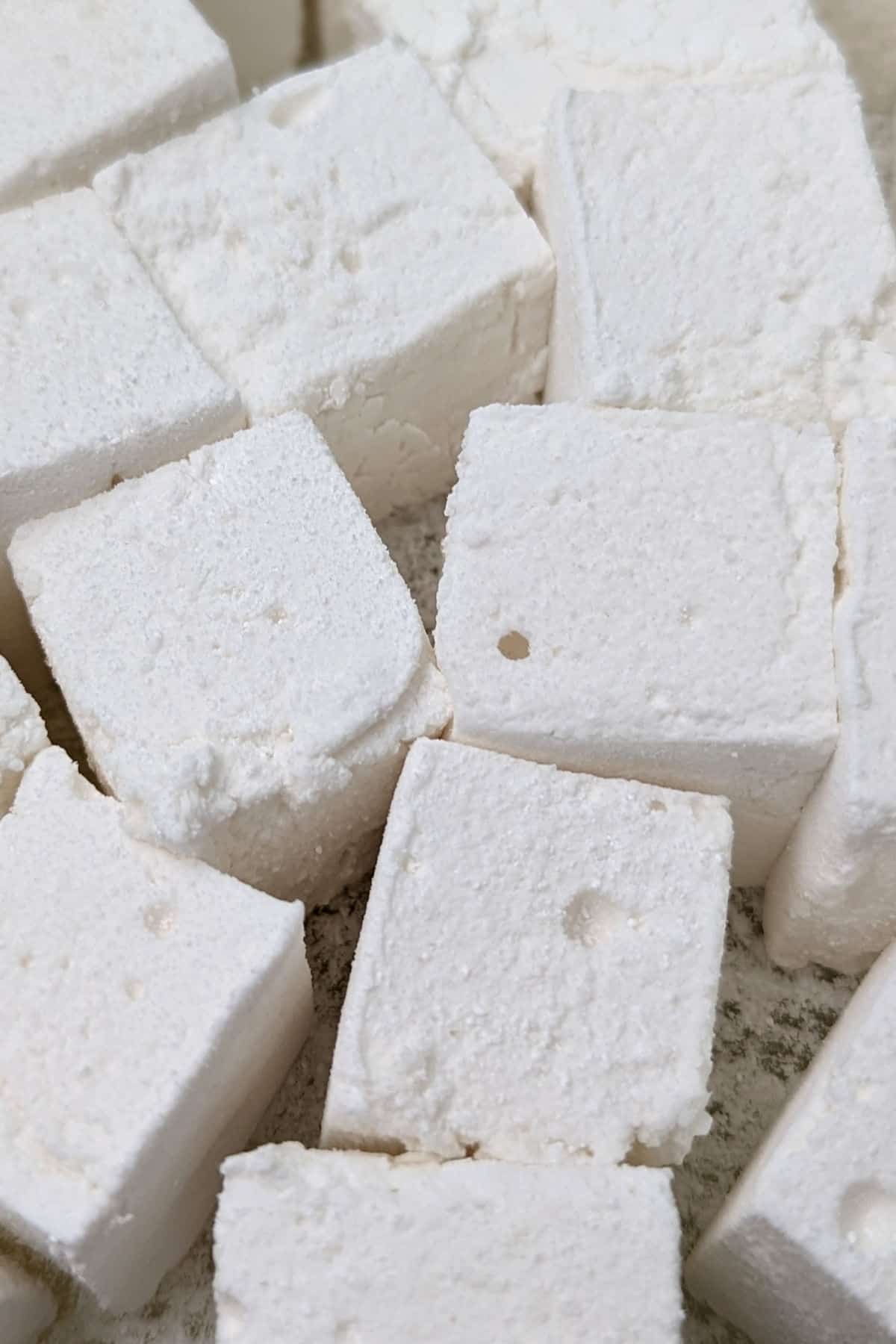 close up of cut marshmallows