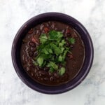 black bean soup in a bowl