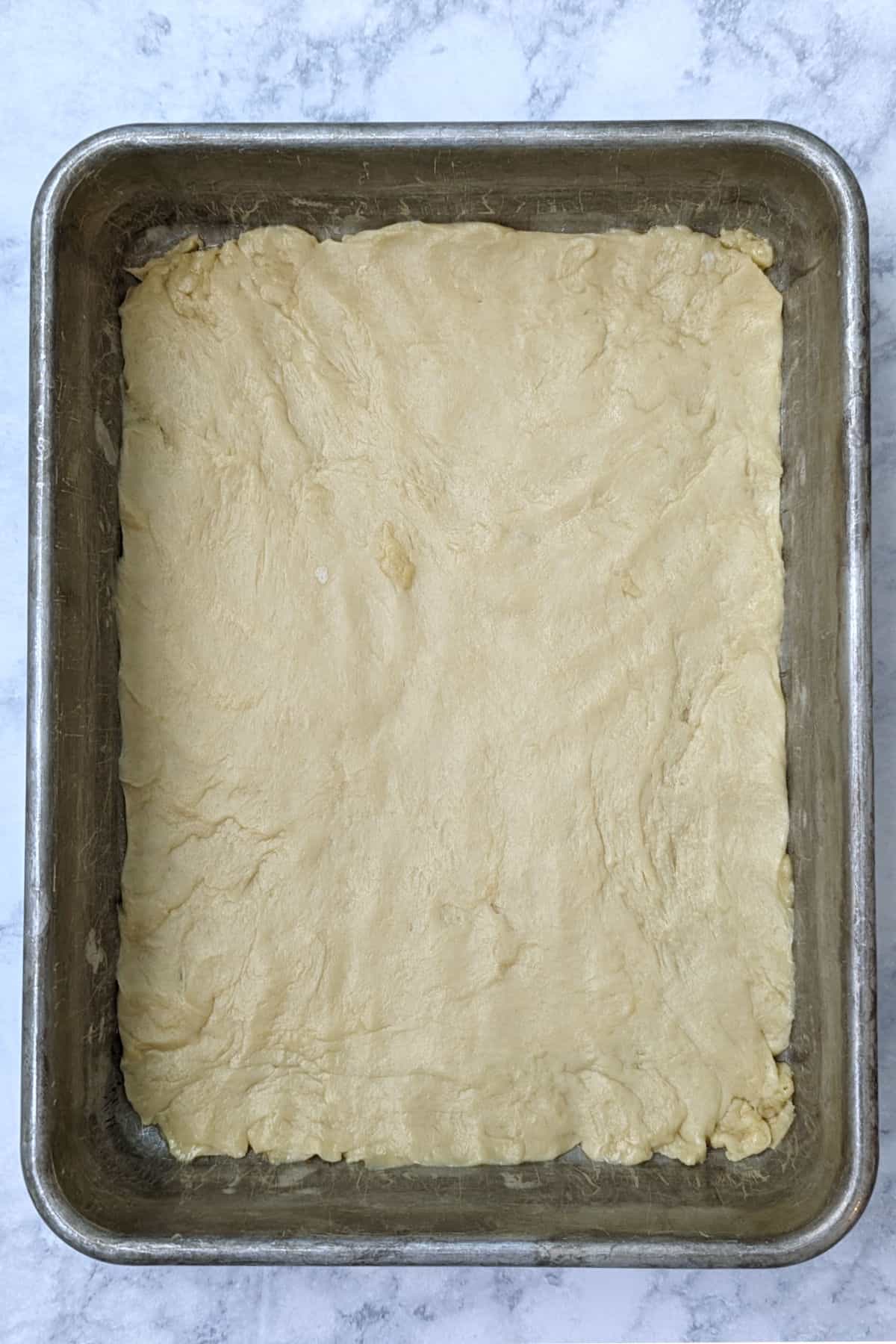 dough patted to edges of pan