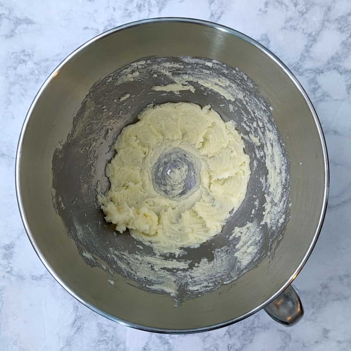 creamed butter and sugar in a stand mixer bowl