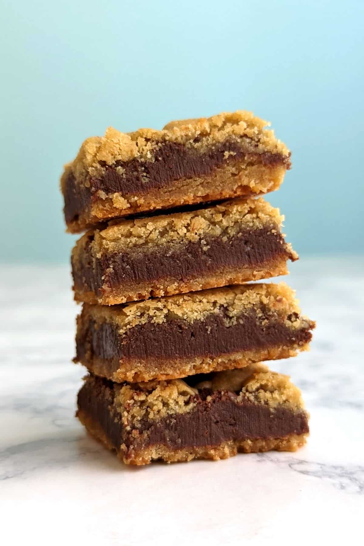 a stack of 4 fudgy butterscotch bars