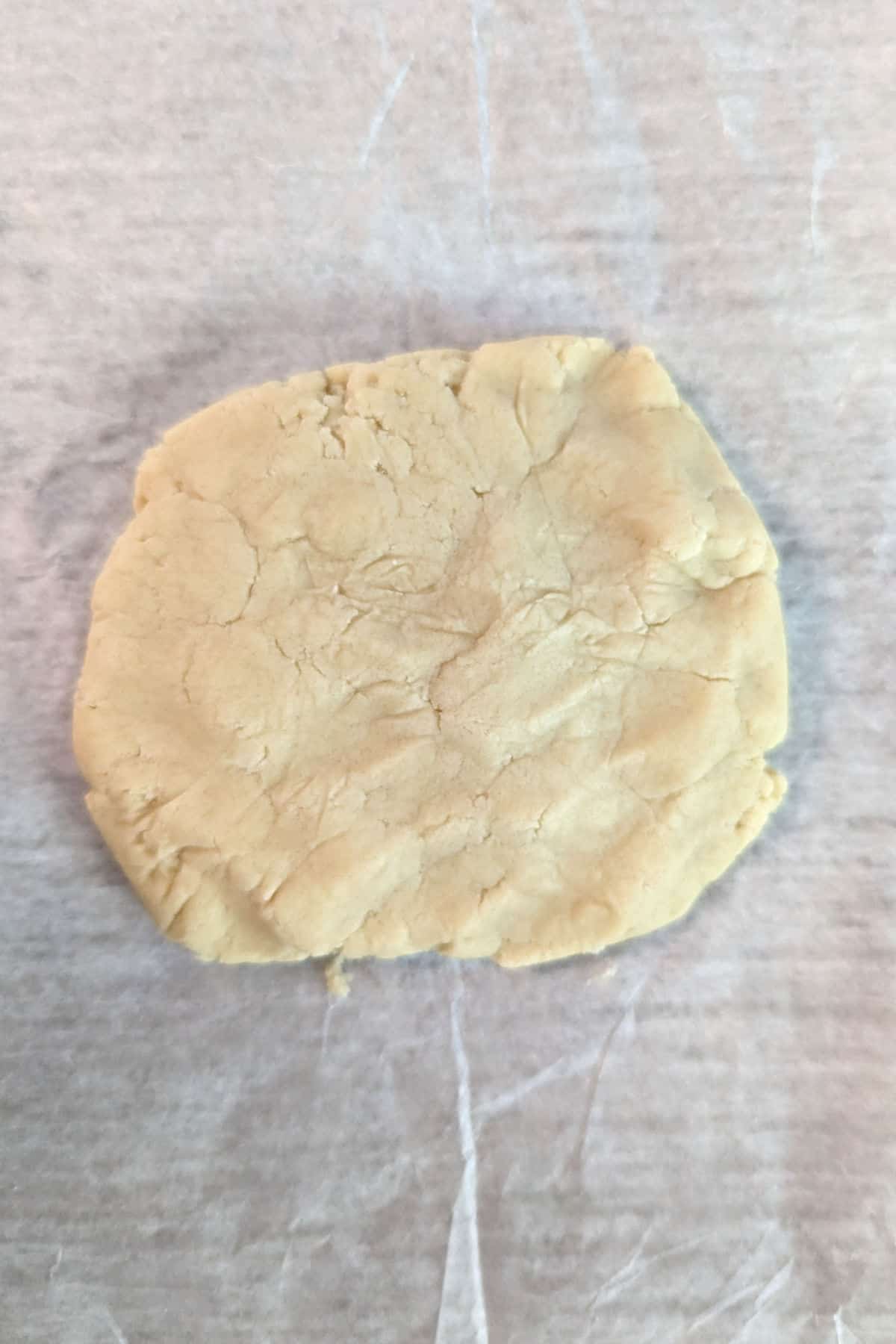 shortbread dough, patted out by hand