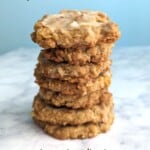 stack of spellbinder cookies, with text overlay for Pinterest