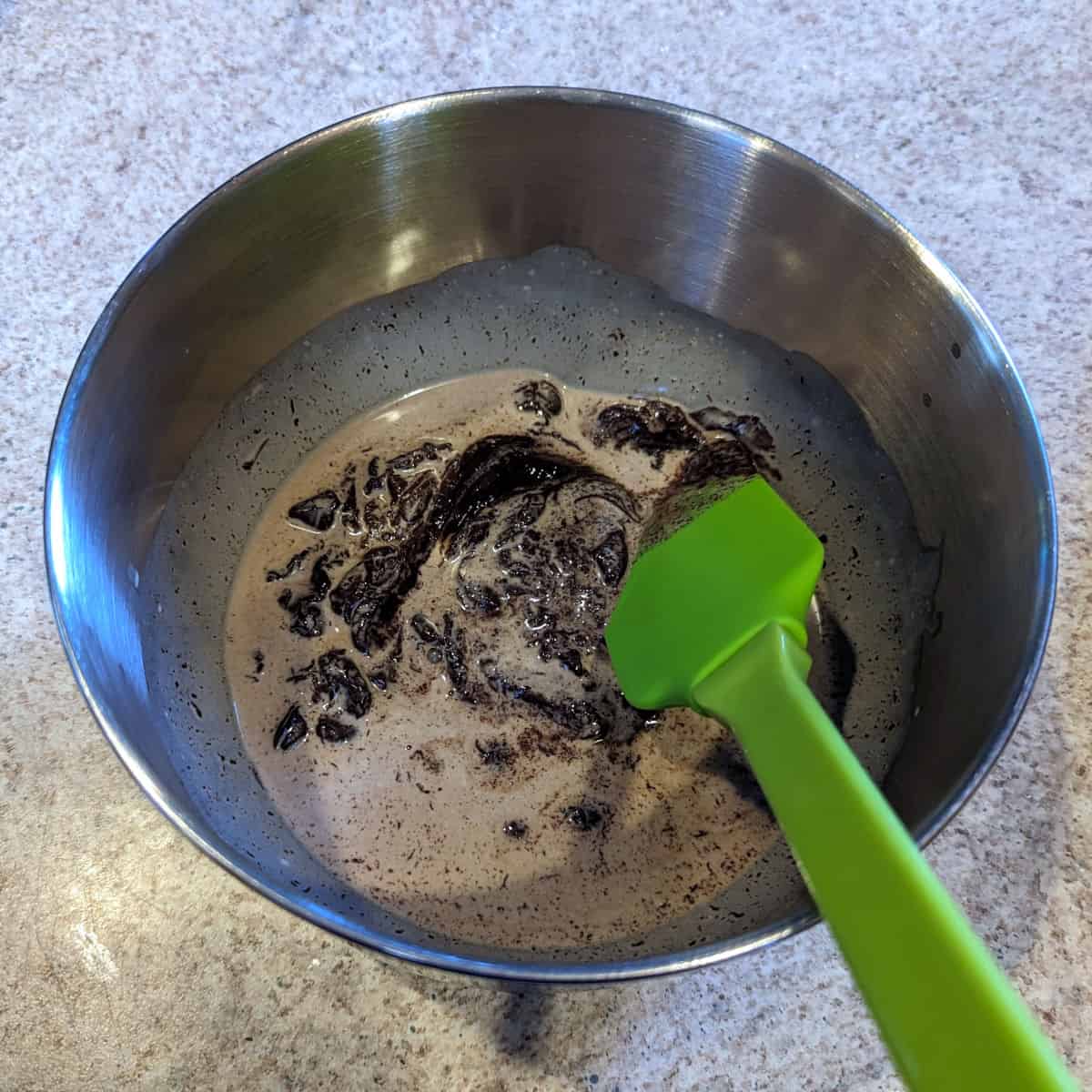 chocolate with hot heavy cream poured in