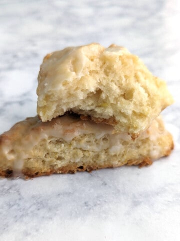 a partial scone stacked on a whole scone