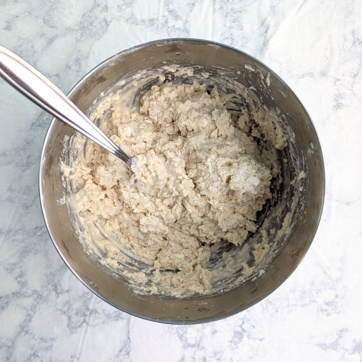 Dumpling dough, in a bowl.